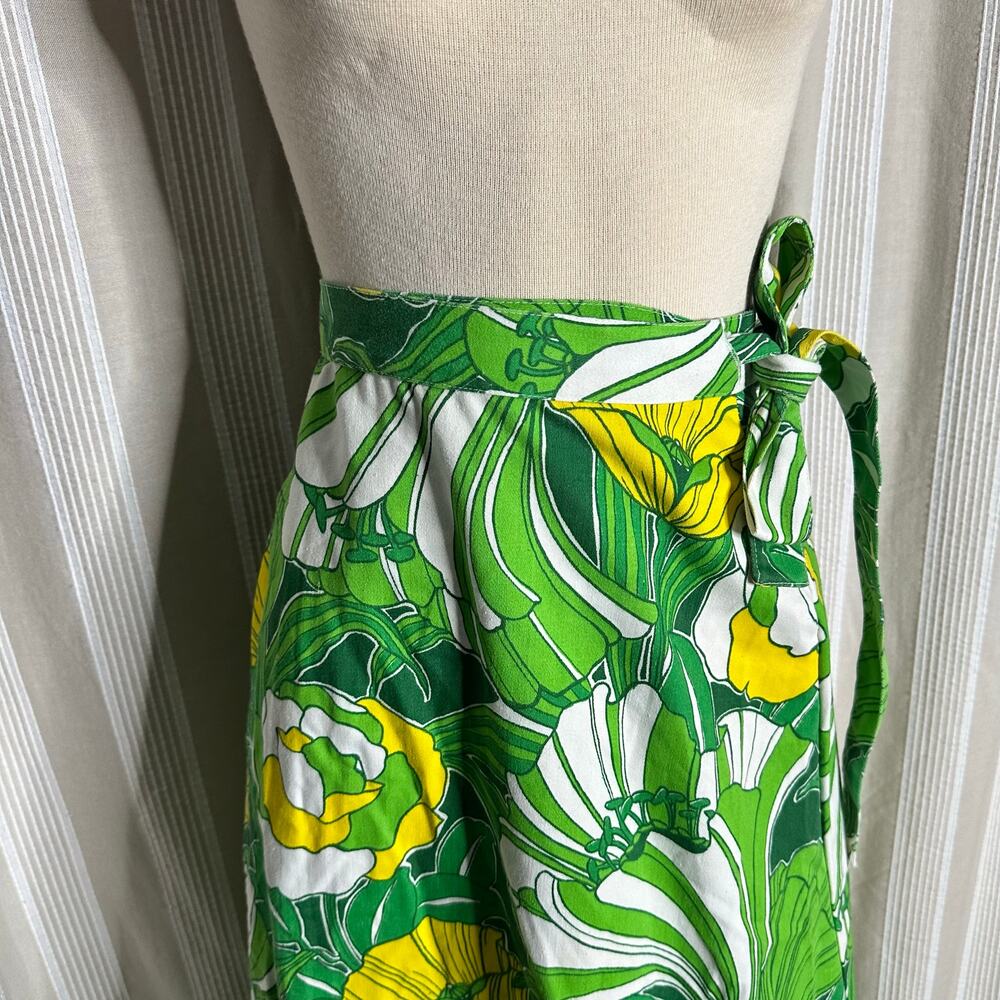 Vintage 1970s Floral Green Pattern Katasha’s Unusuals Size Small Wrap Skirt - Picture 2 of 6